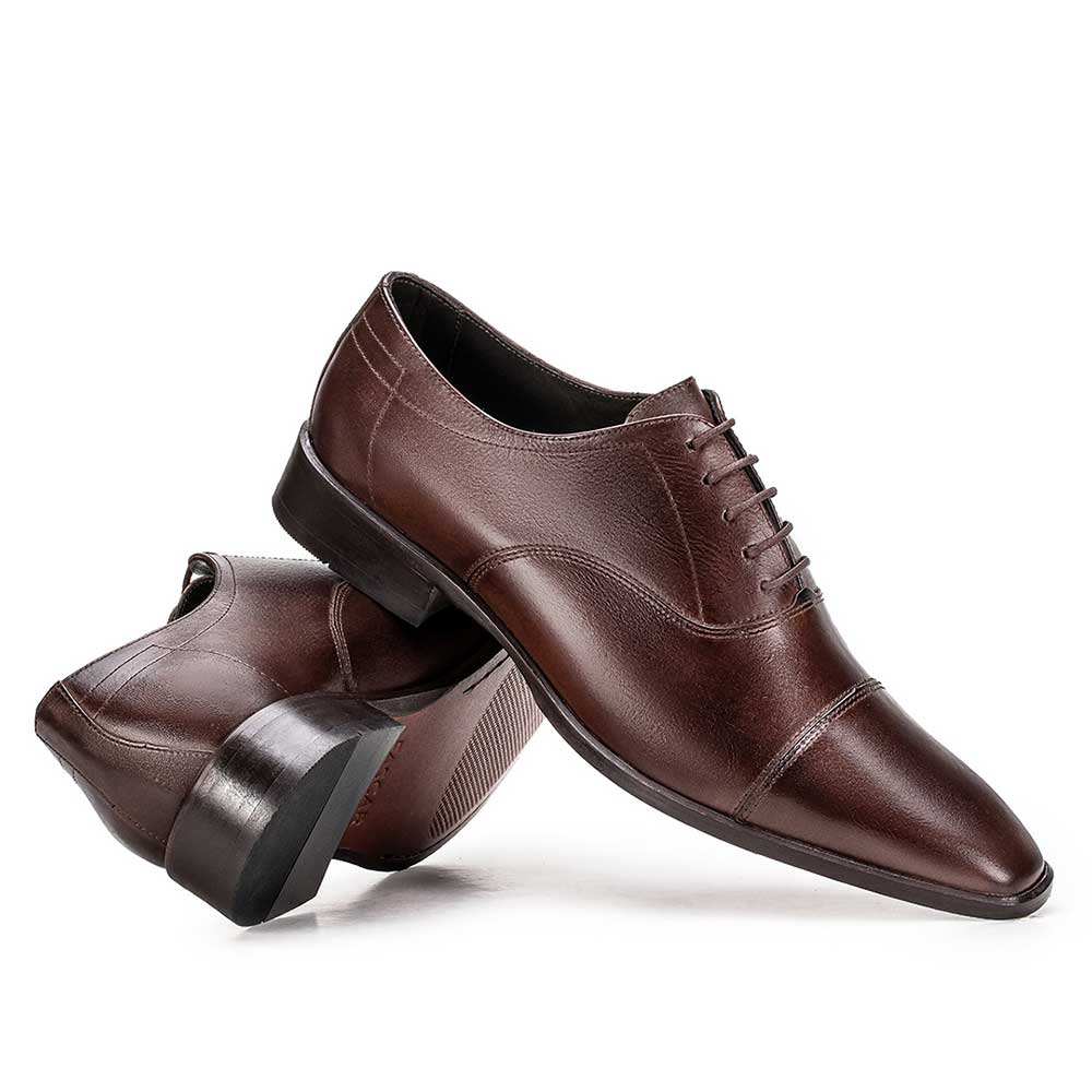 Sapato Social Masculino Fascar Oxford Cap Toe Em Couro