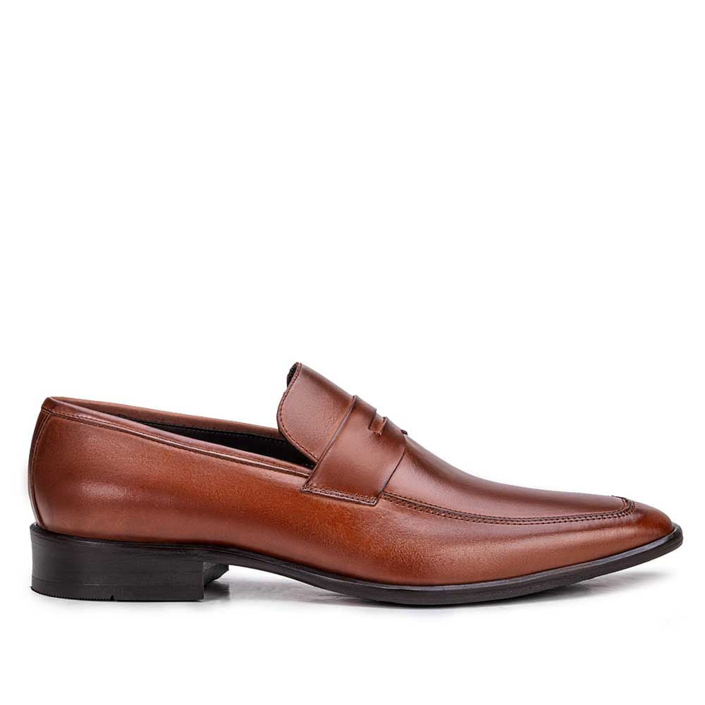 Mocassim Masculino Social Fascar Coimbra Penny Loafer Whisky Em Couro