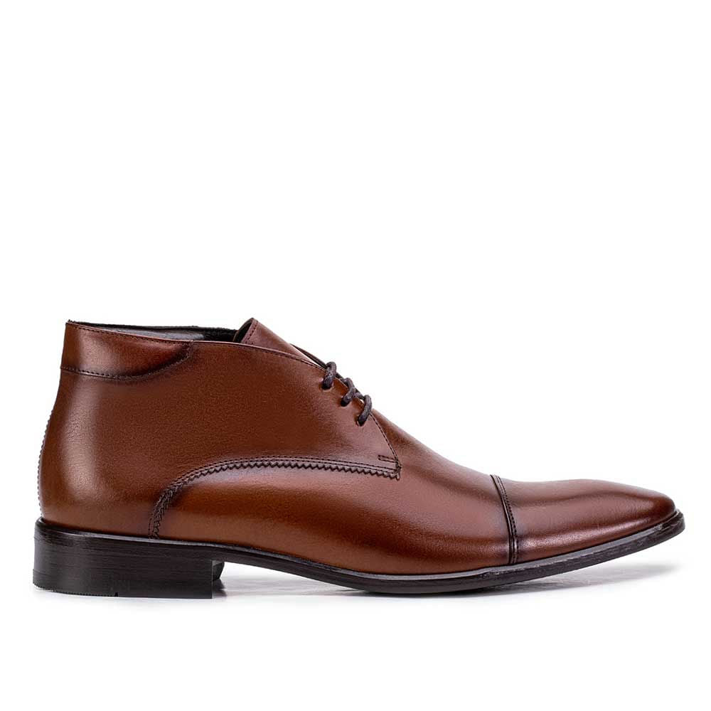 Bota Masculina Social Fascar Cap Toe Marrom Em Couro