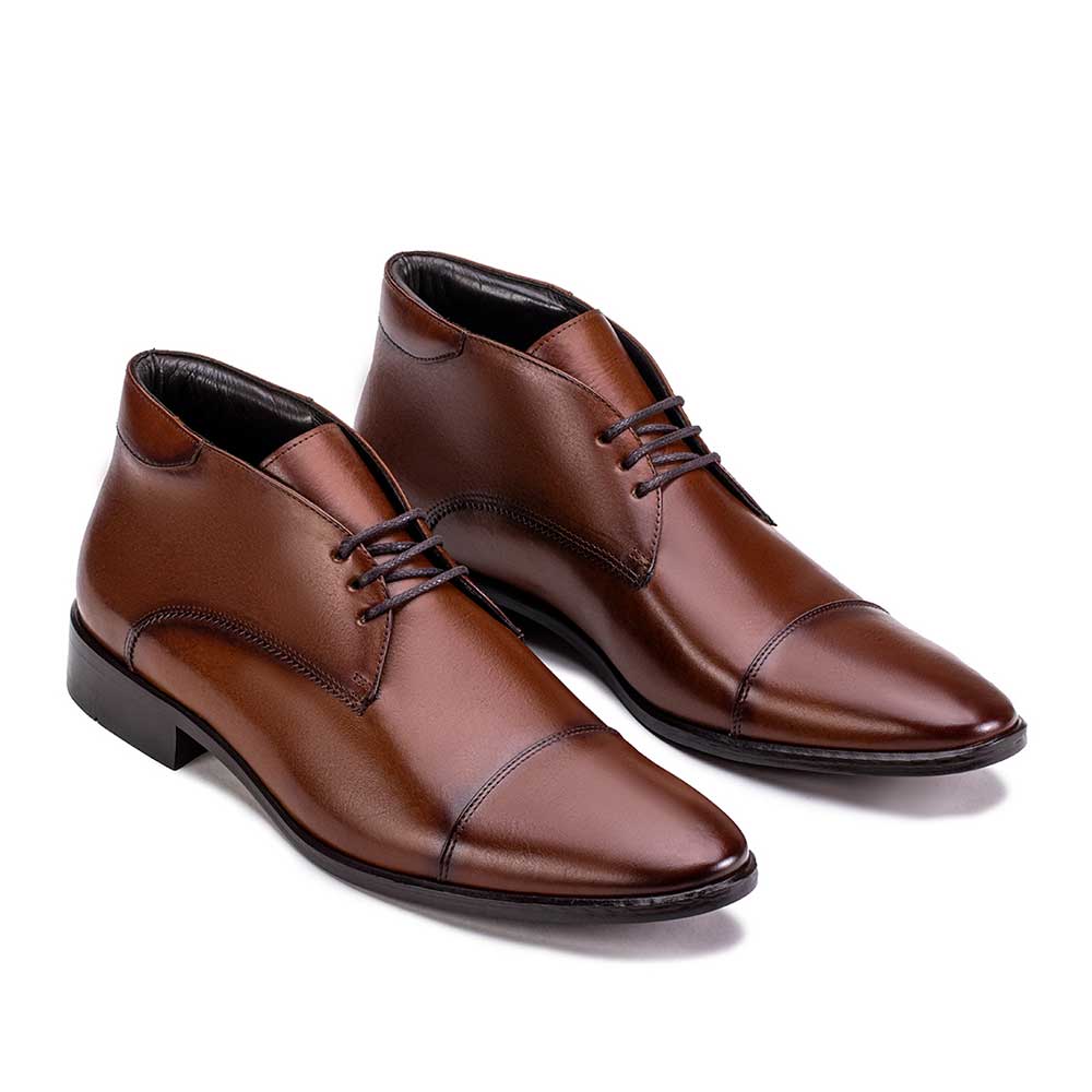 Bota Masculina Social Fascar Cap Toe Marrom Em Couro