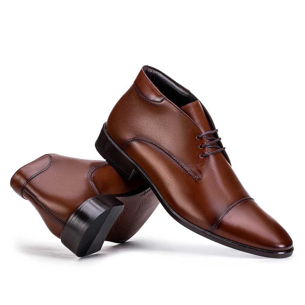 Bota Masculina Social Fascar Cap Toe Marrom Em Couro