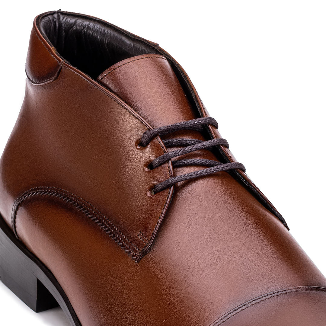 Bota Masculina Social Fascar Cap Toe Marrom Em Couro