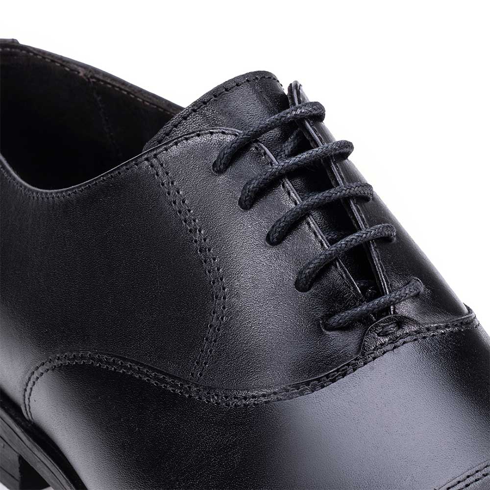 Sapato Masculino Social Fascar Oxford Cap Toe Preto Em Couro