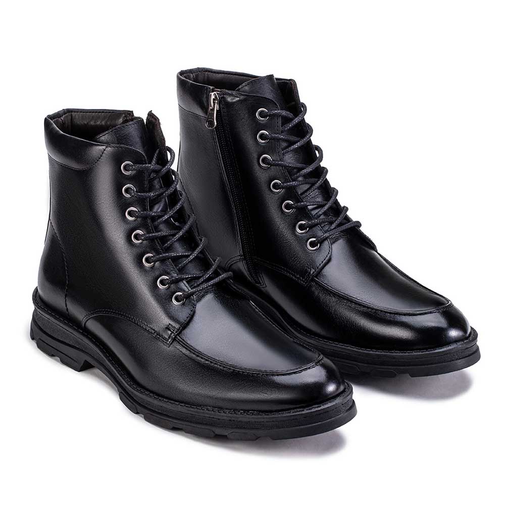 Bota Masculina Casual Fascar Preta Em Couro