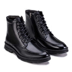 Bota Masculina Casual Fascar Preta Em Couro