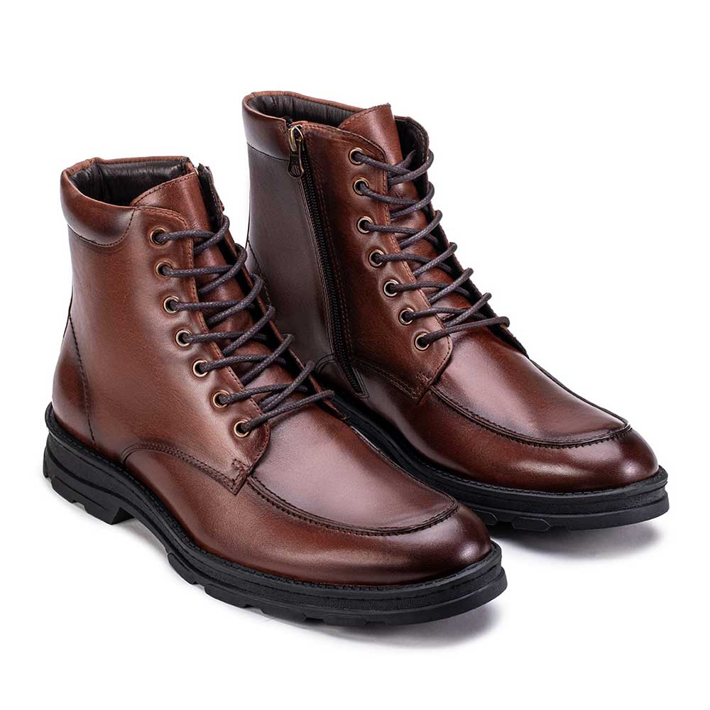 Bota Masculina Casual Fascar Marrom Em Couro