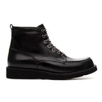 Bota Masculina Casual Fascar Moc Toe Preta Em Couro