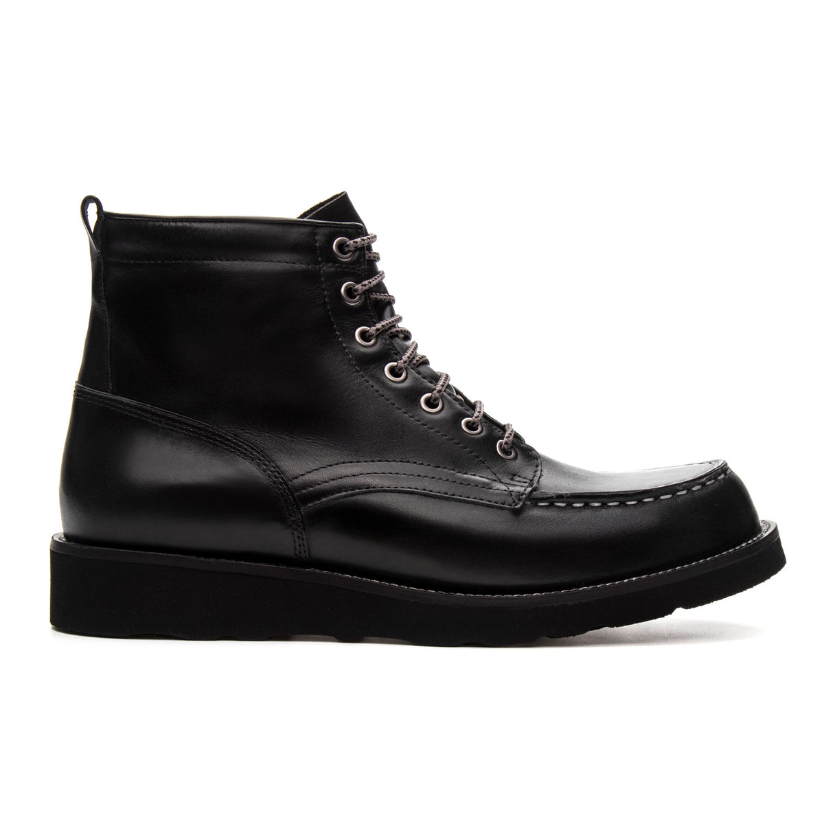 Bota Masculina Casual Fascar Moc Toe Preta Em Couro