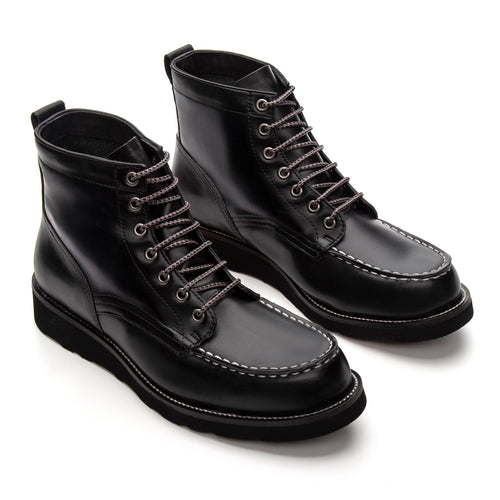 Bota Masculina Casual Fascar Moc Toe Preta Em Couro