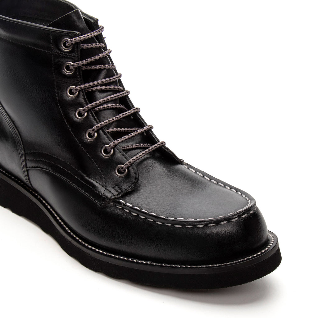 Bota Masculina Casual Fascar Moc Toe Preta Em Couro