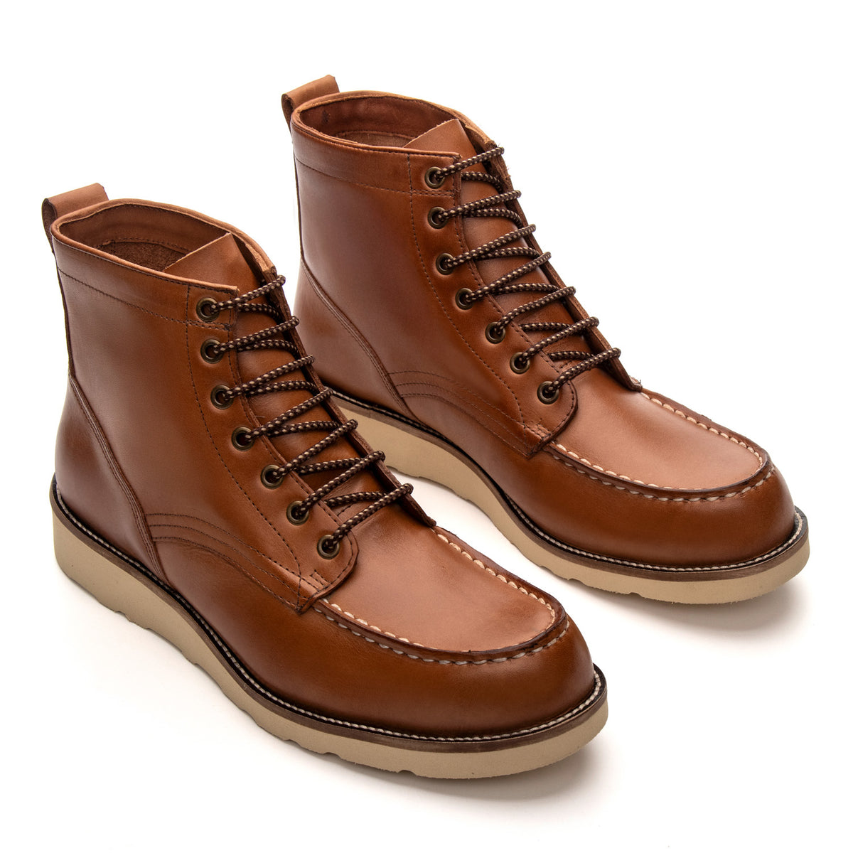 Bota Casual Masculina Fascar Moc Toe Marrom Em Couro