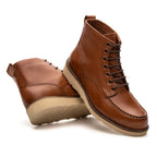 Bota Casual Masculina Fascar Moc Toe Marrom Em Couro