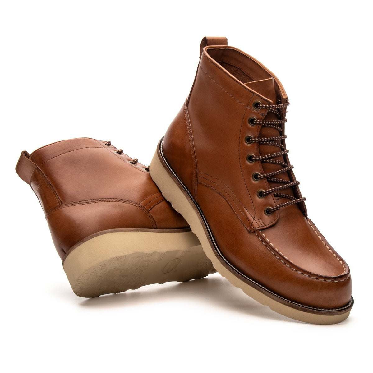 Bota Casual Masculina Fascar Moc Toe Marrom Em Couro