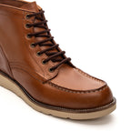 Bota Casual Masculina Fascar Moc Toe Marrom Em Couro