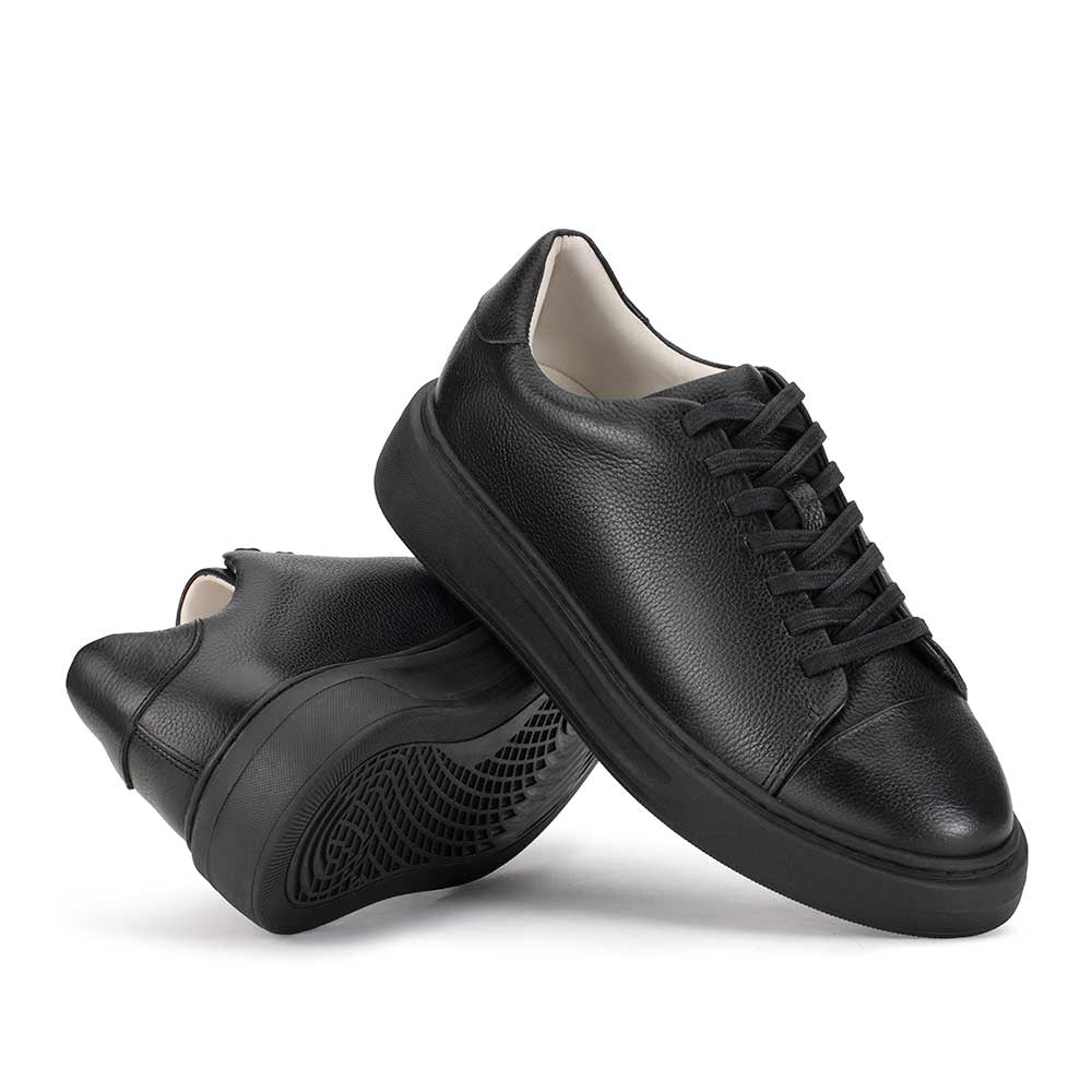Tênis Masculino Casual Fascar Preto em Couro