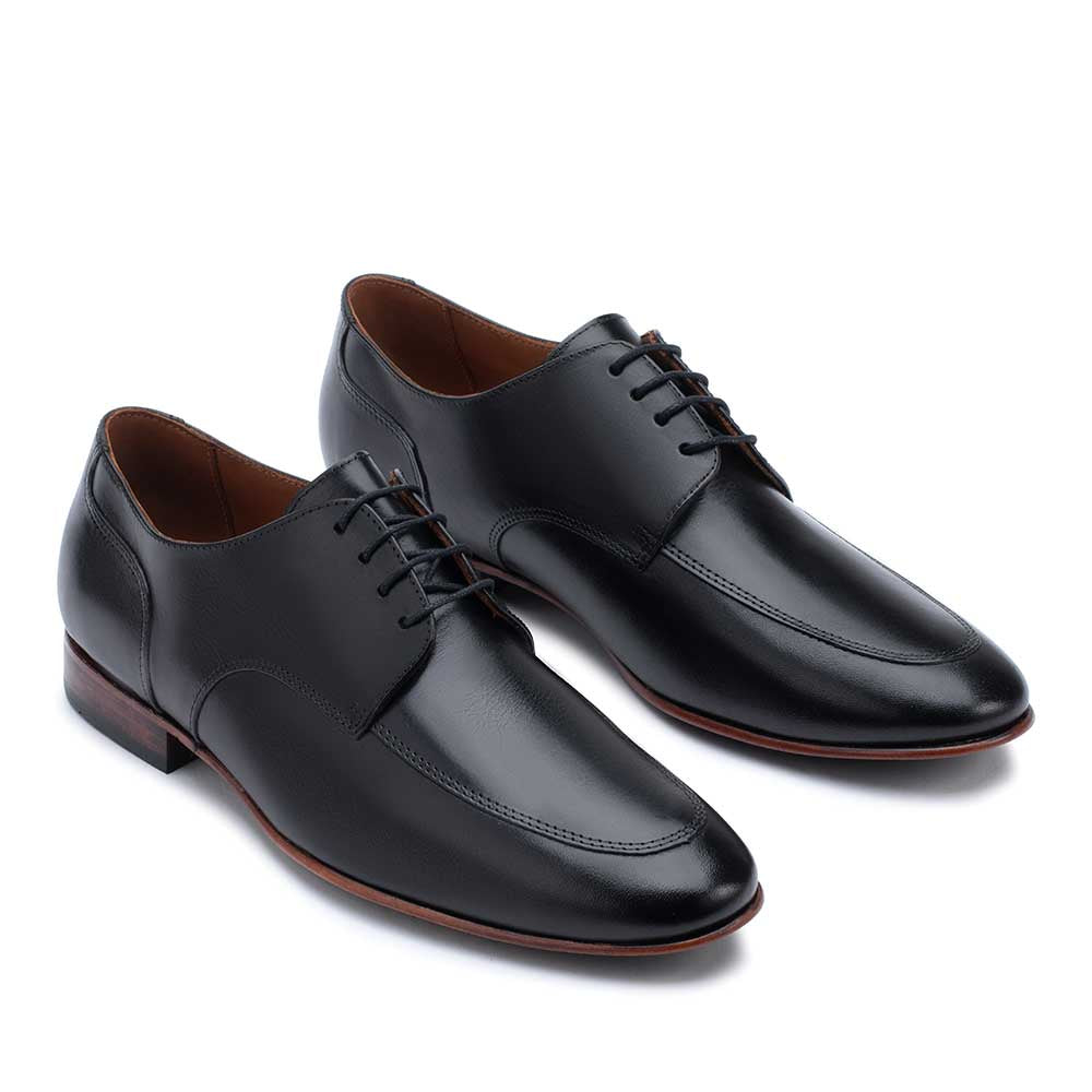 Sapato Masculino Social Derby Fascar Preto Em Couro