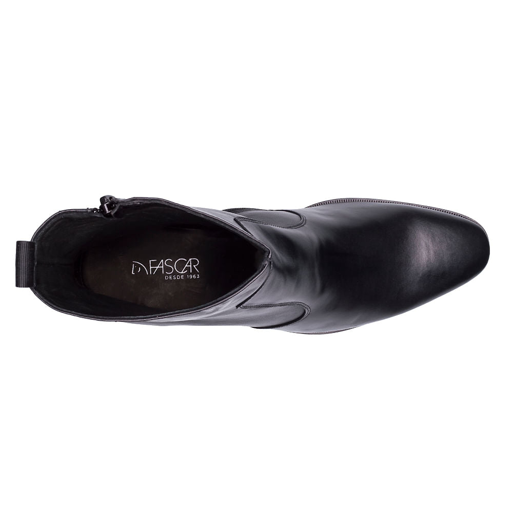 Bota Masculina Social Fascar Preta Em Couro