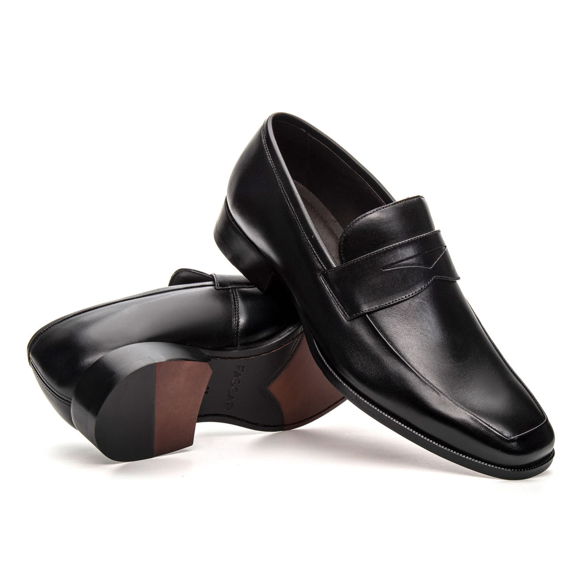Mocassim Masculino Social Fascar Penny Loafer Preto em Couro
