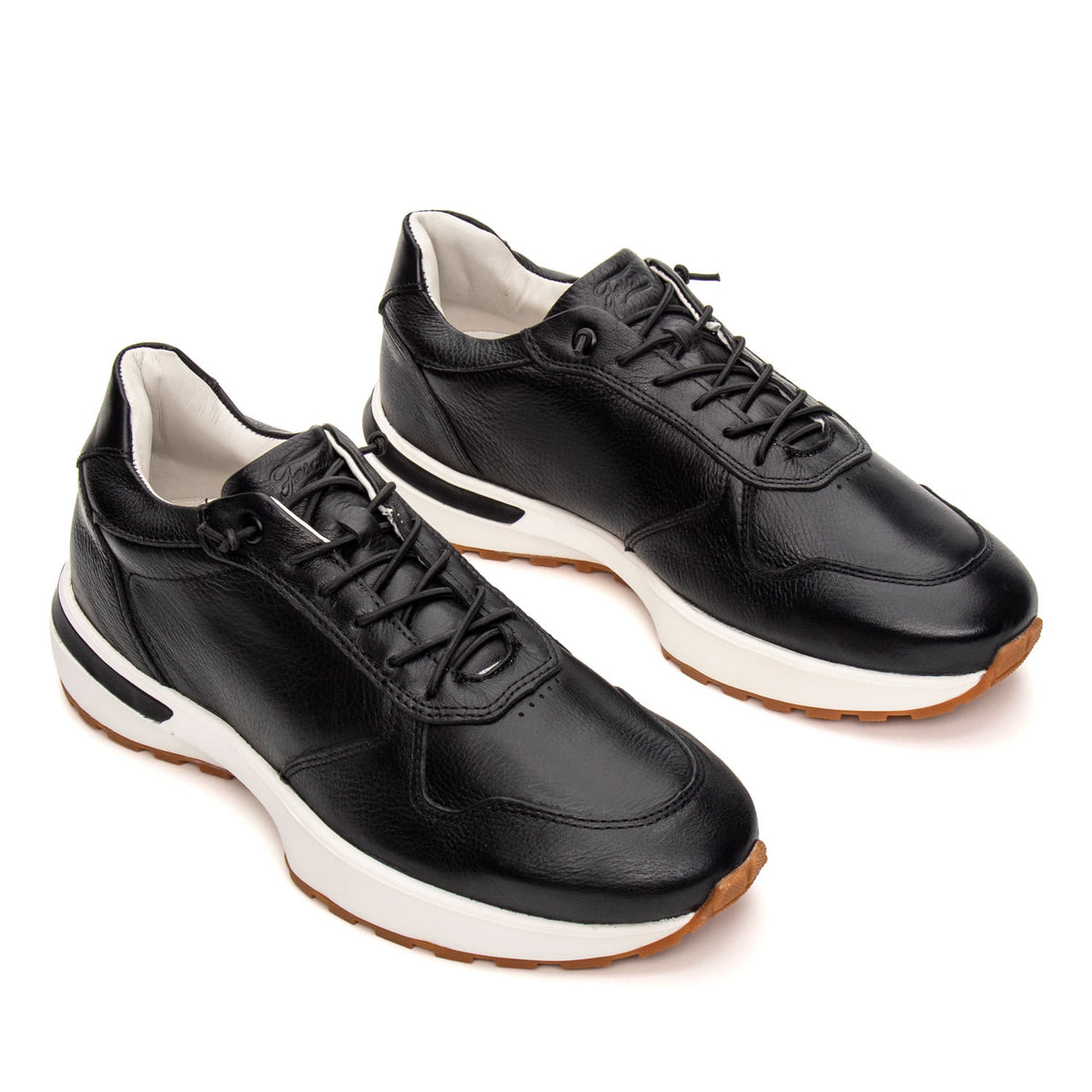 Tênis Casual Masculino Jogging Fascar IZI Preto em Couro