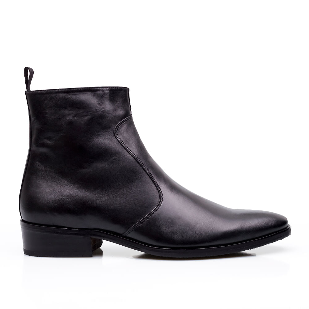 Bota Masculina Social Fascar Preta Em Couro