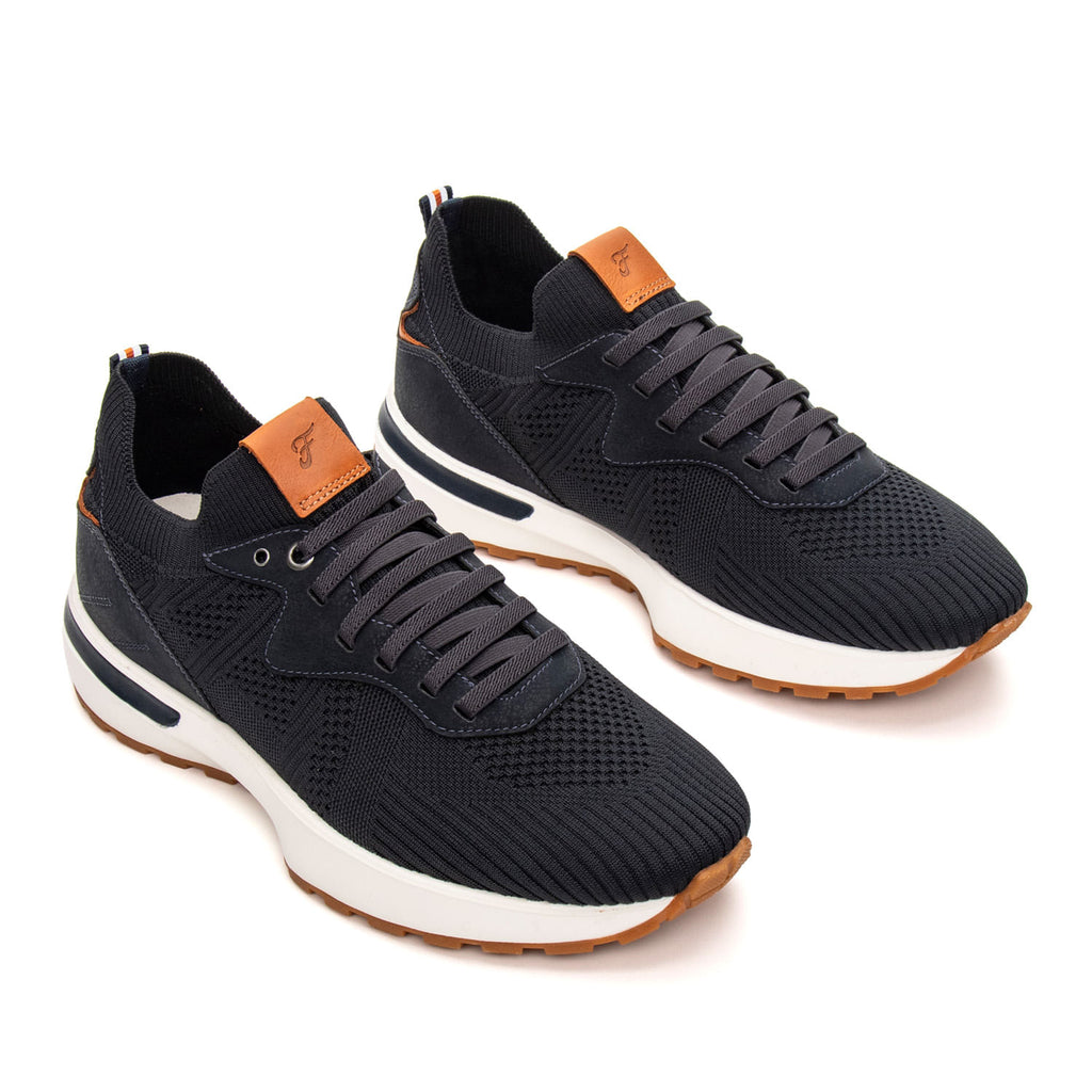 Tênis Casual Masculino Jogging Fascar IZI Azul- Marinho em Knit