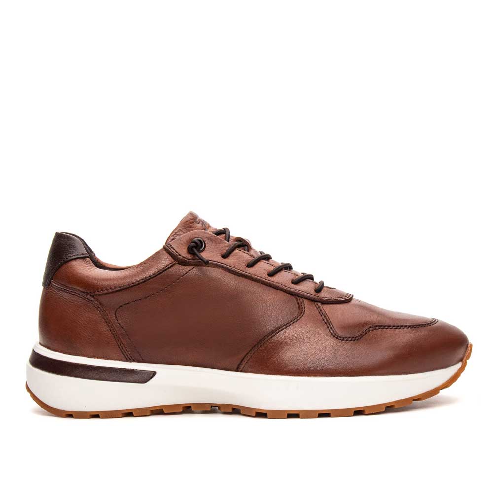 Tênis Casual Masculino Jogging Fascar IZI Marrom em Couro