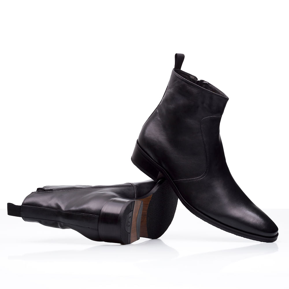 Bota Masculina Social Fascar Preta Em Couro