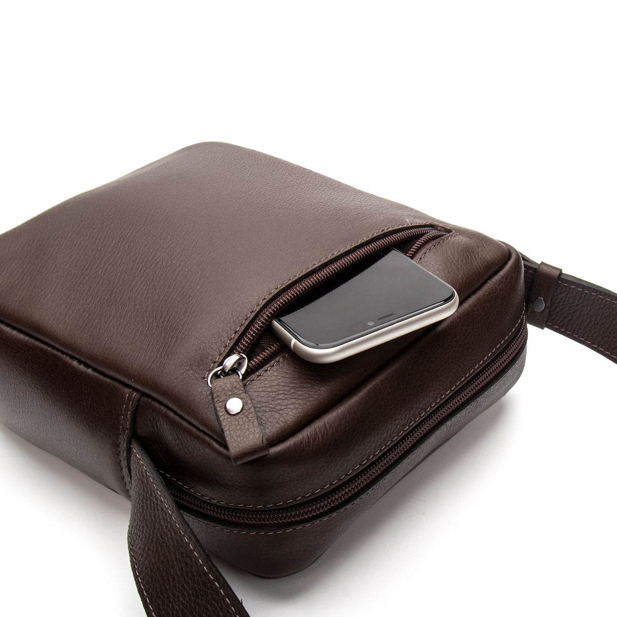 Bolsa Masculina Shoulder Bag Fascar Marrom em Couro