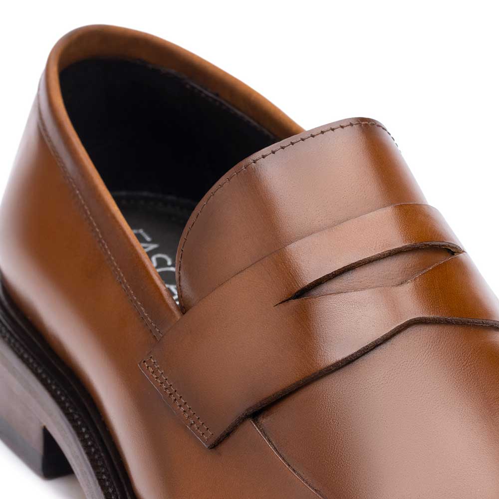 Mocassim Masculino Social Penny Loafer Fascar Marrom em Couro