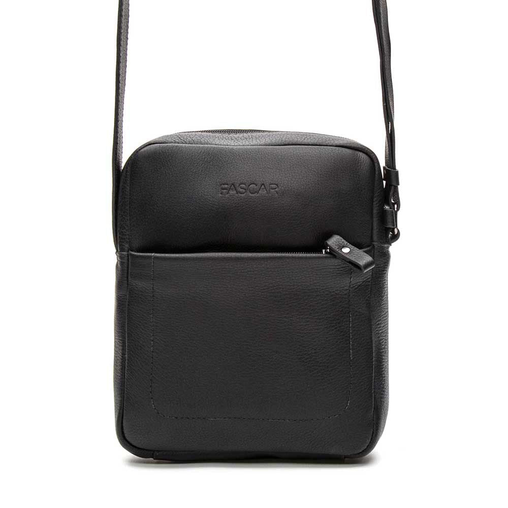 Bolsa Masculina Shoulder Bag Fascar Preta em Couro