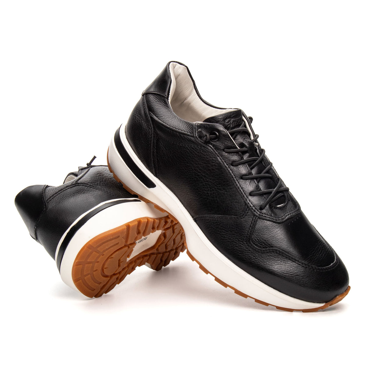 Tênis Casual Masculino Jogging Fascar IZI Preto em Couro