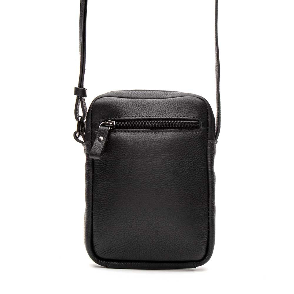 Bolsa Masculina Shoulder Bag Fascar Preta em Couro