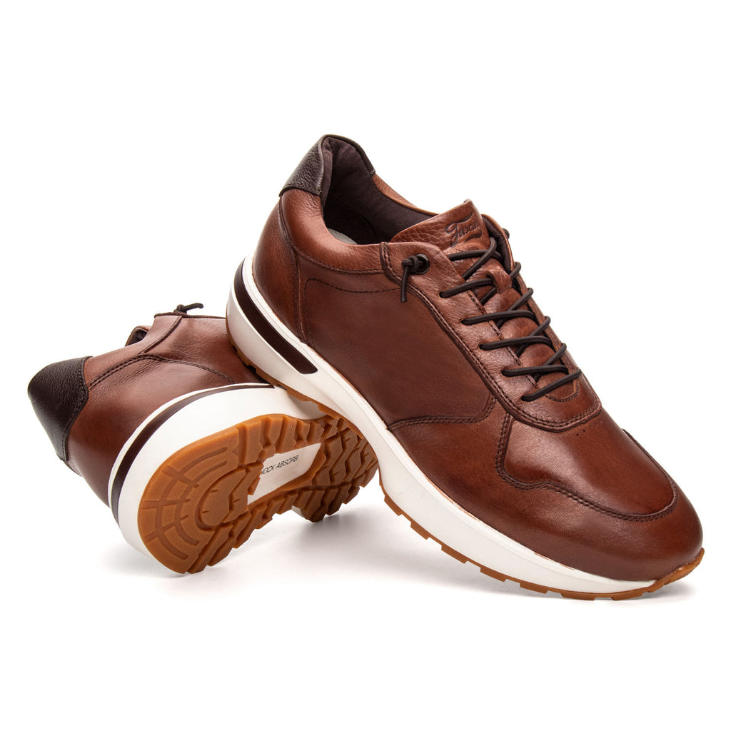 Tênis Casual Masculino Jogging Fascar IZI Marrom em Couro