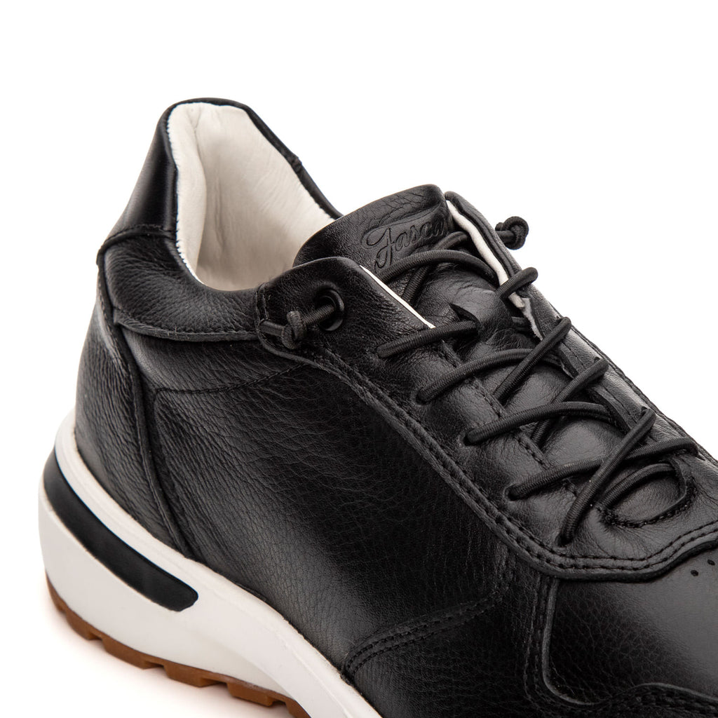 Tênis Casual Masculino Jogging Fascar IZI Preto em Couro