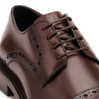 Sapato Masculino Social Derby com Brogue Fascar Marrom em Couro