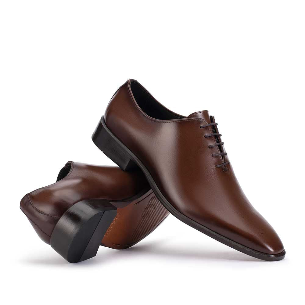 Sapato Masculino Social Oxford Wholecut Fascar Marrom em Couro