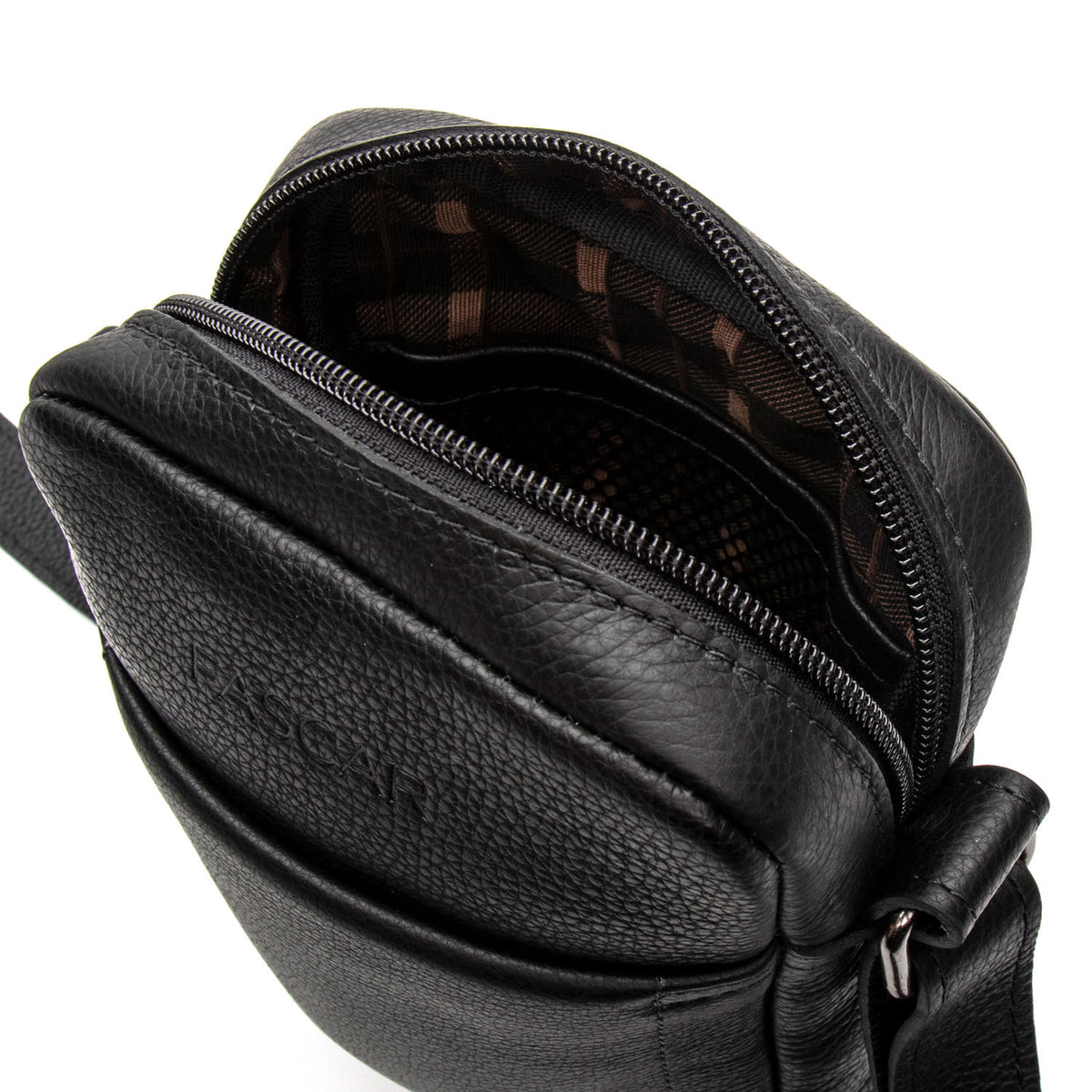 Bolsa Masculina Shoulder Bag Fascar Preta em Couro