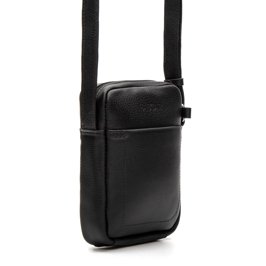 Bolsa Masculina Shoulder Bag Fascar Preta em Couro