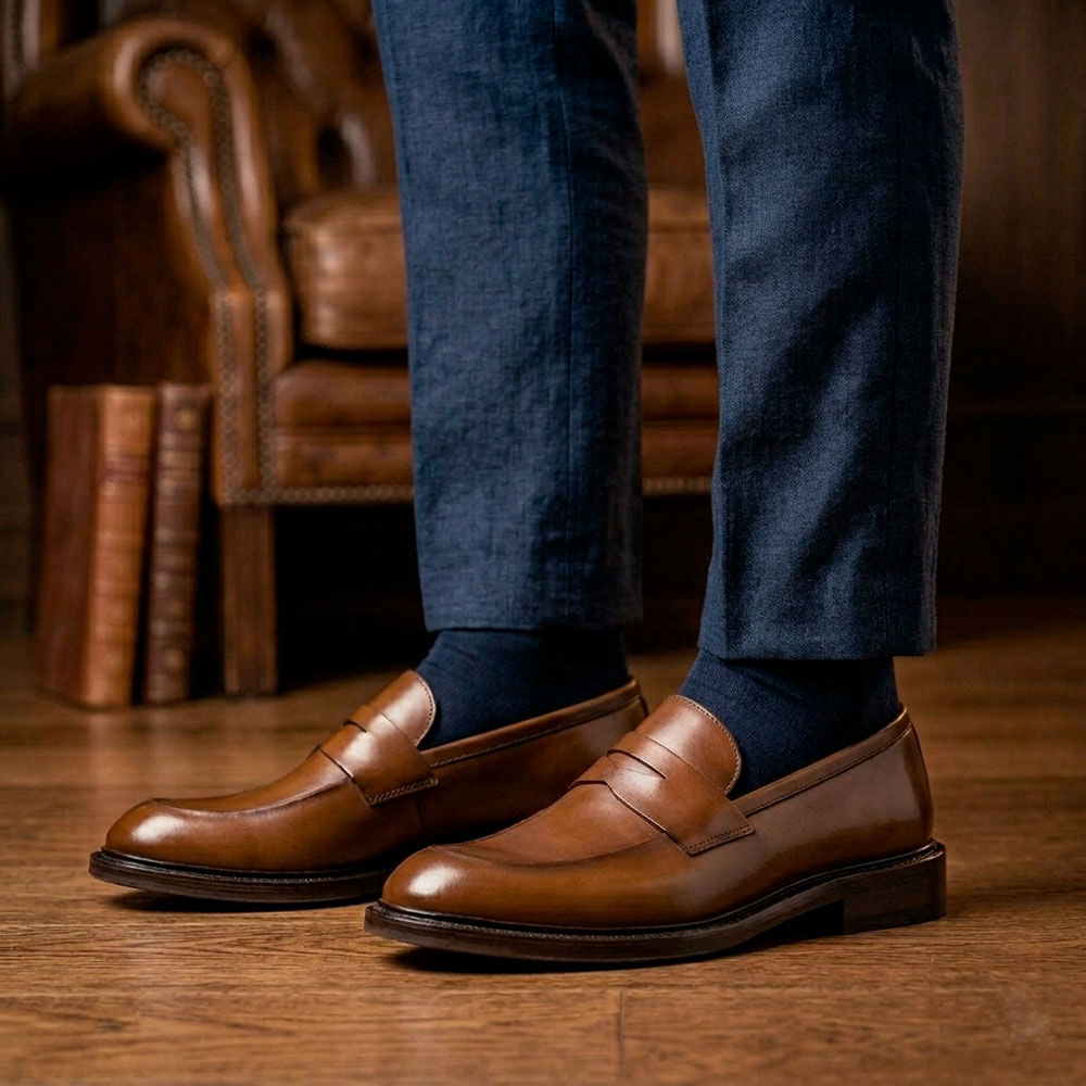 Mocassim Masculino Social Penny Loafer Fascar Marrom em Couro