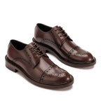 Sapato Masculino Social Derby com Brogue Fascar Marrom em Couro