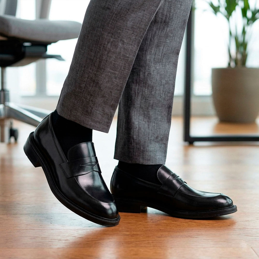 Mocassim Masculino Social Penny Loafer Fascar Preto em Couro