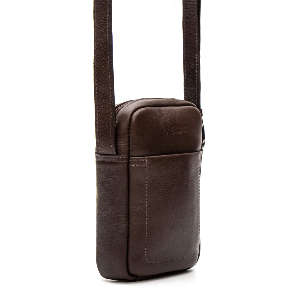 Bolsa Masculina Shoulder Bag Fascar Marrom em Couro