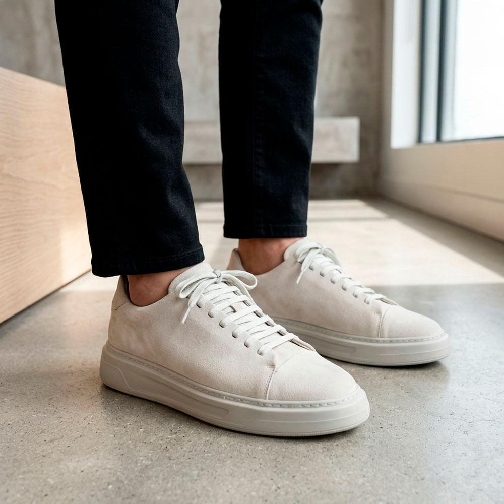 Tênis Masculino Casual Fascar Cinza em Couro