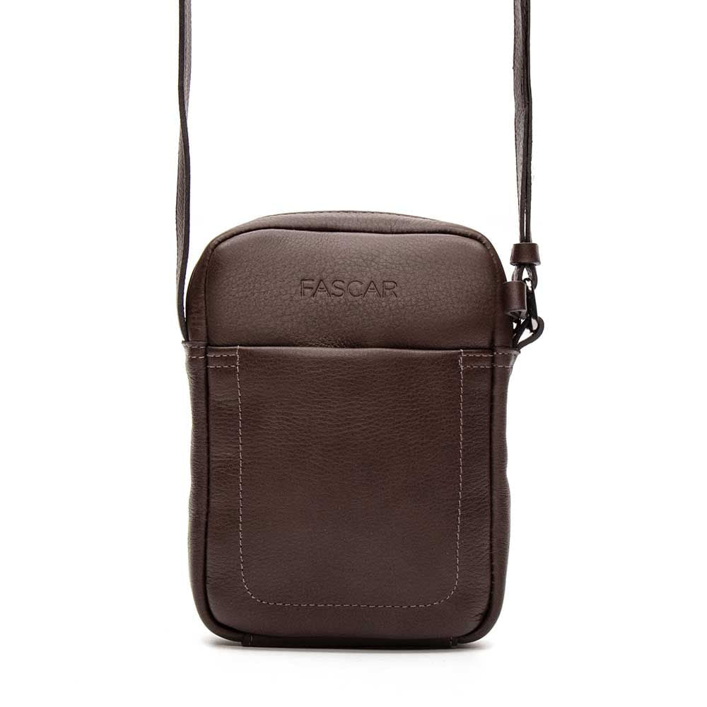 Bolsa Masculina Shoulder Bag Fascar Marrom em Couro