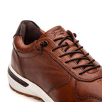 Tênis Casual Masculino Jogging Fascar IZI Marrom em Couro