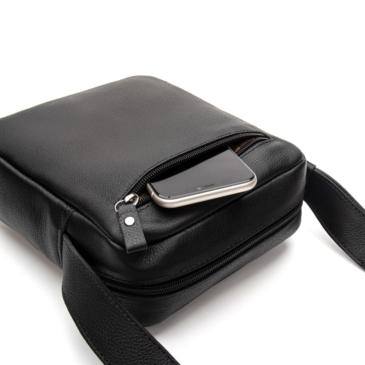 Bolsa Masculina Shoulder Bag Fascar Preta em Couro