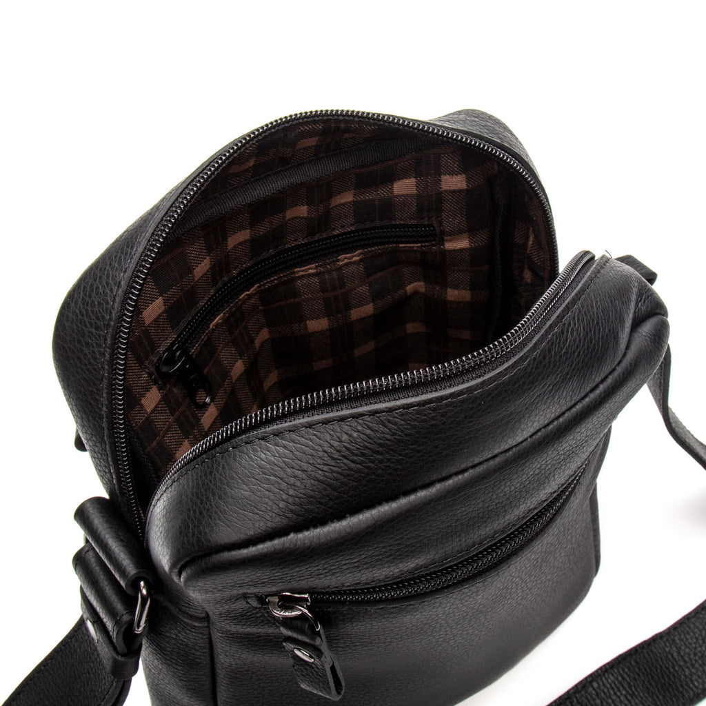 Bolsa Masculina Shoulder Bag Fascar Preta em Couro