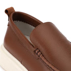 Tênis Masculino Casual Slip-On Fascar Marrom em Couro