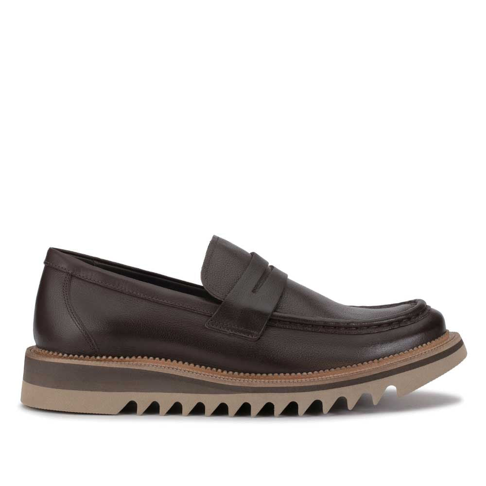 Mocassim Masculino Casual Fascar Marrom em Couro