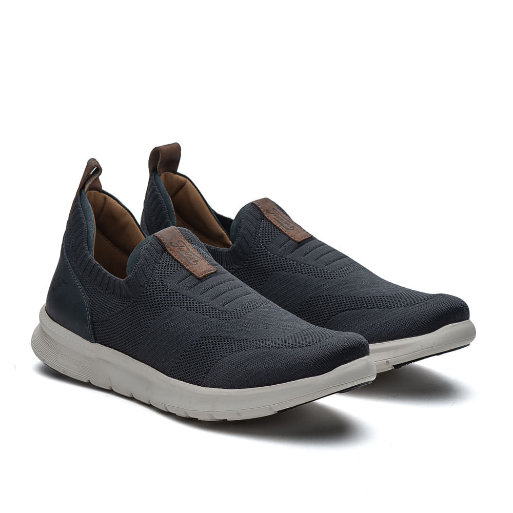 Tênis Masculino Casual Fascar Lite Cinza Em Knit